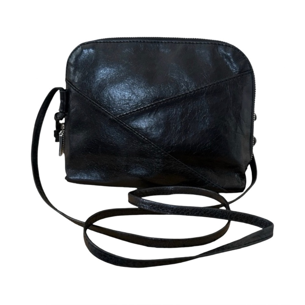 HOBO Glazed Leather Dome Crossbody – Black